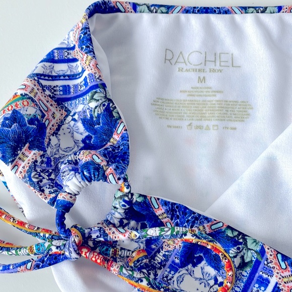 Rachel Roy tanga 1 string bikini bottom Moroccan blue orange white multi XSorM - Picture 2 of 13